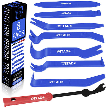 Wetado Trim Removal Tool, Car Upholstery Repair Kit, Car Door Audio Panel Trim Removal Set, Fastener Terminal Remover Tool Set Clips Pry Kit Auto Clip Pliers (8PCS Red)