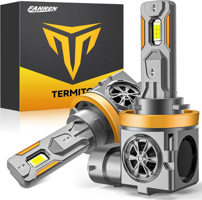 Termitor Latest H11/H9 Bulbs, 40,000LM Super Brighter, 6500K Cool White, 1:1 Mini Halogen Size H11 Driving Fog Lights with Cooling Fan, Plug and Play, Pack of 2
