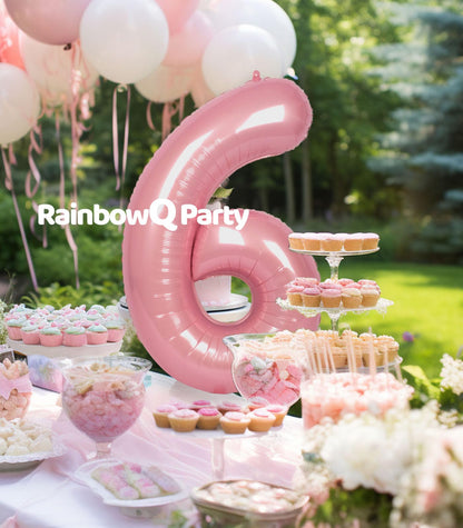 RainbowQ Party 1 Ballon Nummer 40 Zoll für Jungen oder Mädchen Groß Rosa 0-9 Folien-Mylar Großer 1 Zahlenballon Alles Gute zum 1. Geburtstag Party Jubiläumsdekorationen Zubehör