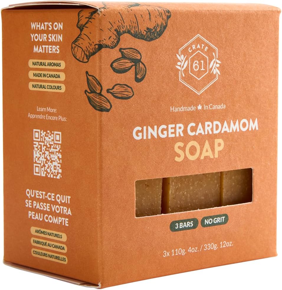 CRATE 61 ORGANICS Vegane Naturseife, handgemachte Seife mit hochwertigen ätherischen Ölen, kaltgepresst für Gesicht und Körper für Männer und Frauen, 3er-Pack (4 oz, Riegel) (Eucamint)