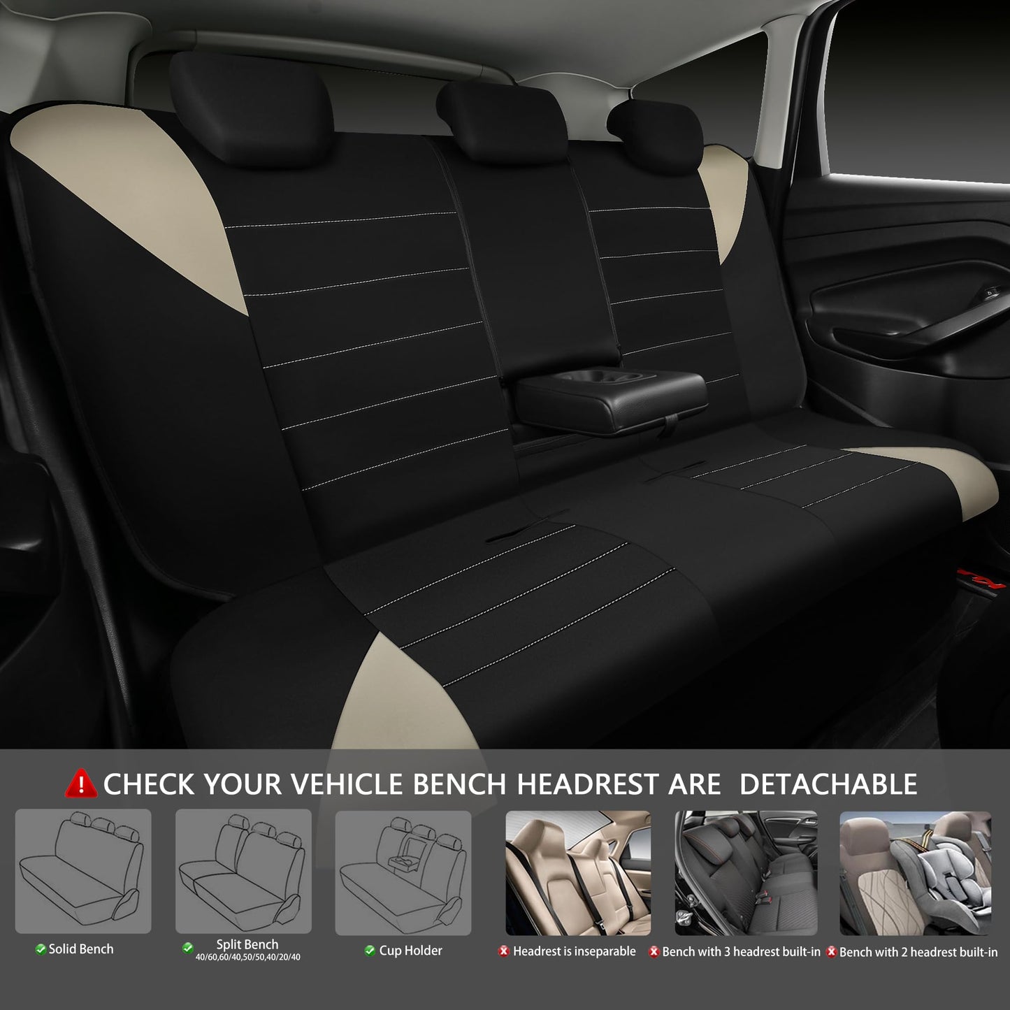 CAR Pass Neoprene Waterproof Two Front Car Seat Covers Set- Universal Fit for Vehicles, Airbag Compatiable(Black)