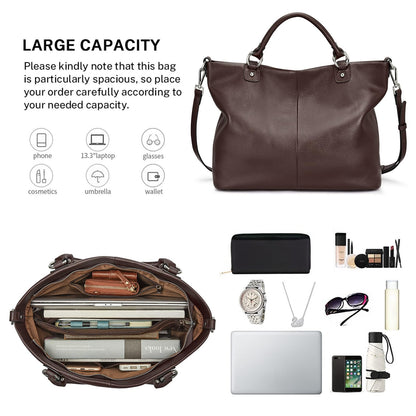 Kattee Damen Weiche Echtleder Tragetasche Schultertasche Handtasche