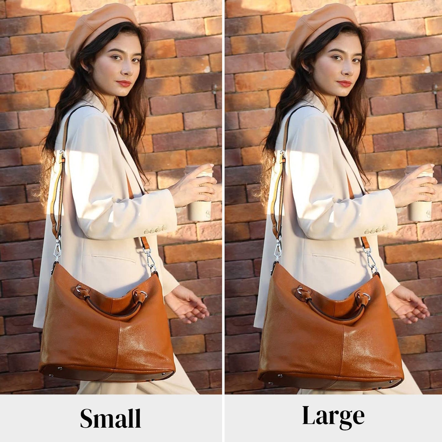Kattee Damen Weiche Echtleder Tragetasche Schultertasche Handtasche
