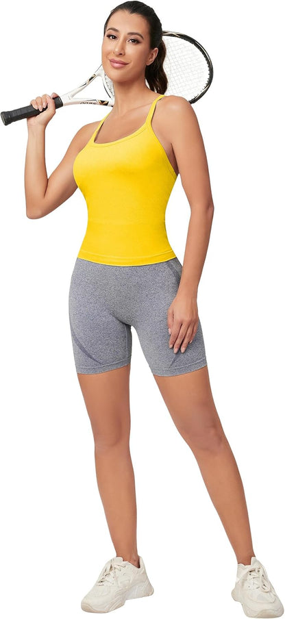 MathCat Workout Tank Tops für Damen mit integriertem BH, ärmellose Gym Tops Nahtlose Racerback Athletic Yoga Shirts
