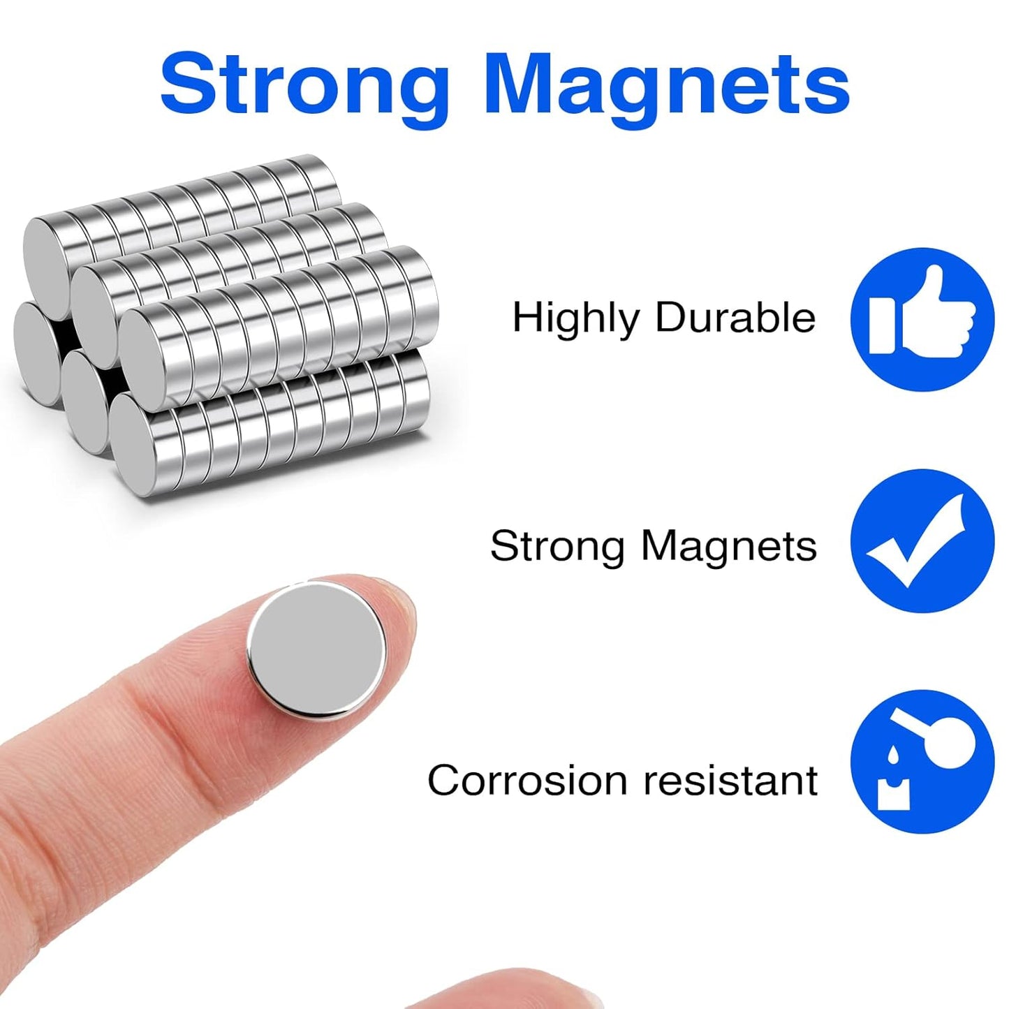 TRYMAG Klein 10x3mm 50 Stück Seltenerdmagnete, 50 Stück Winzige Runde Kühlschrankmagnete für Whiteboard, Kühlschrank, DIY, Küche, Büro