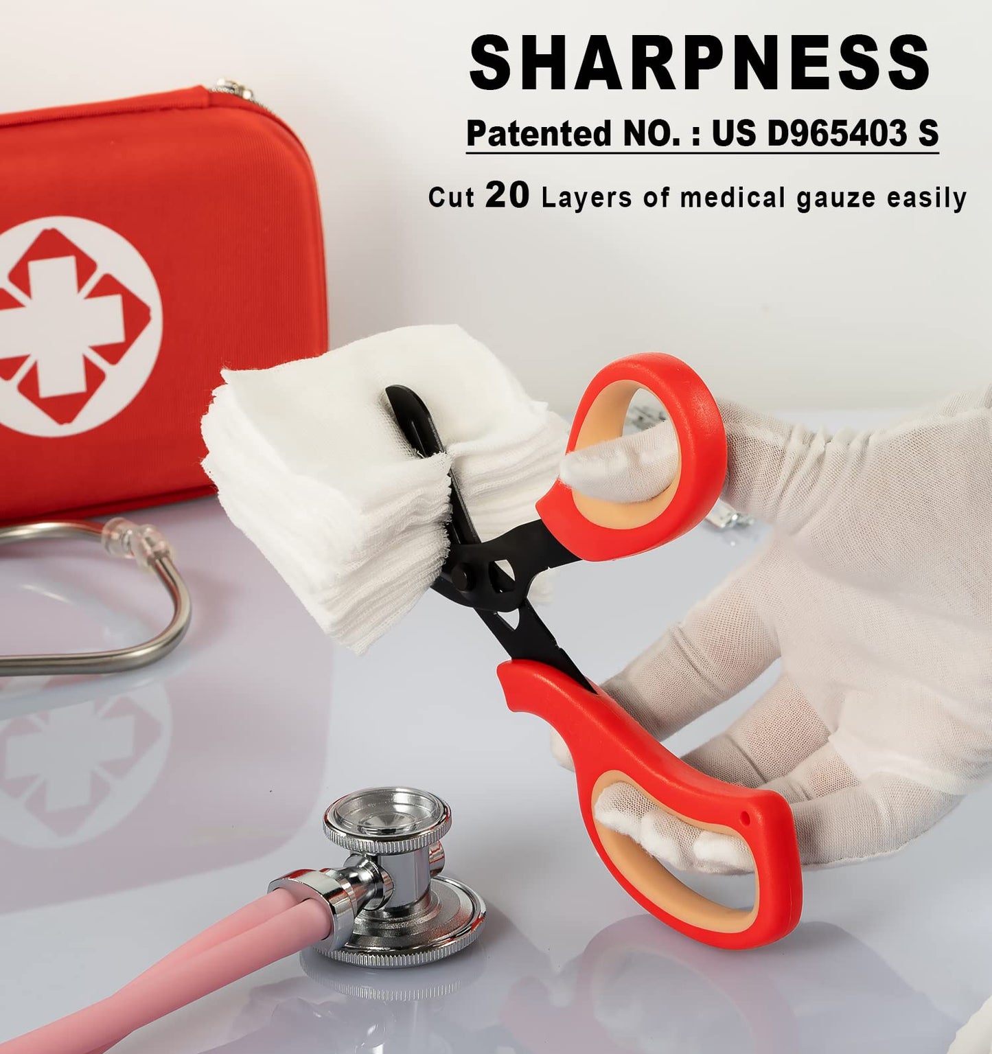 MEUUT 2 Pack Medical Scissors Trauma Shears for Left and Right Hand -Patented Bandage Scissors All Purpose with Non-Stick Blades, Surgical Grade Shears Stainless Steel EMT Scissors for Nurses EMT