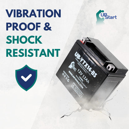 YTX14-BS Batterie – Motorradbatterie, ATV-Batterie 12V 12AH, UTV, Quad, Schneemobil, Powersport-Batterien – Kompatibel mit Honda Rancher 350, Buell Blast, Yamaha – Versiegelte Blei-Säure-AGM 12 Volt