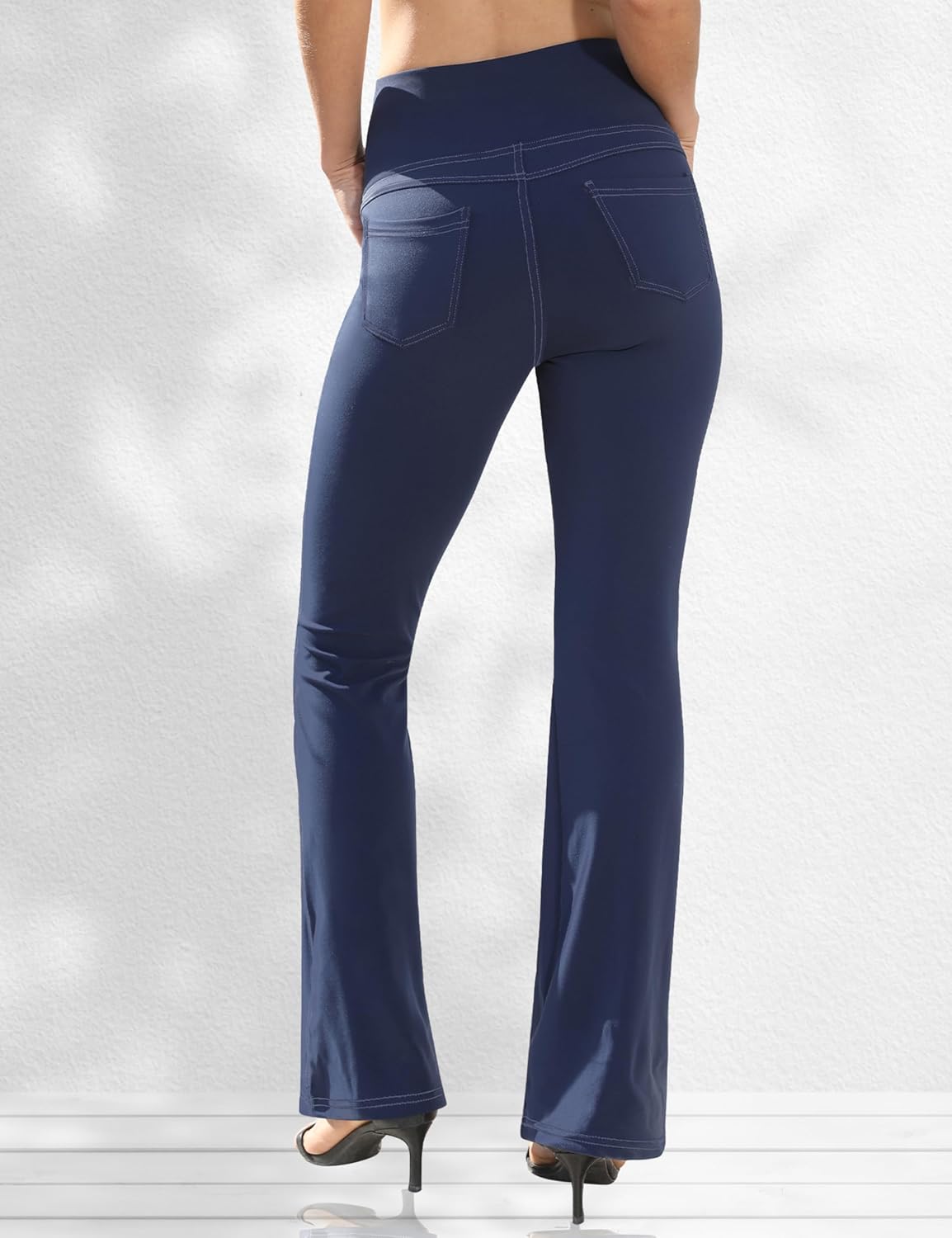 VOOVEEYA Lässige Bootcut Yoga-Hose für Damen, 4 Taschen – Schlagleggings, High Waist, Bauchkontrolle, Bootleg-Arbeitshose