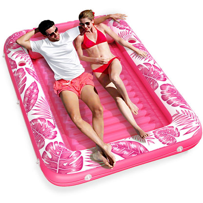 Jasonwell 4 in 1 Inflatable Tanning Pool Lounger Float - Sunbathing Lounge Floatie Raft Toys, Water Filled Tanning Bed Mat Pad Blow Up Kiddie Pool with Ball Pit for Adult, Kids (L)