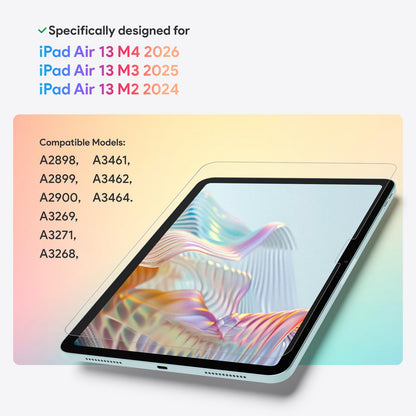KCT 2 Pack Paperfeel Glass Screen Protector Compatible with iPad Air 13 Inch M4/M3/M2 (2026/2025/2024), Matte Surface, Tempered Glass with Bubble-Free Installation Tray