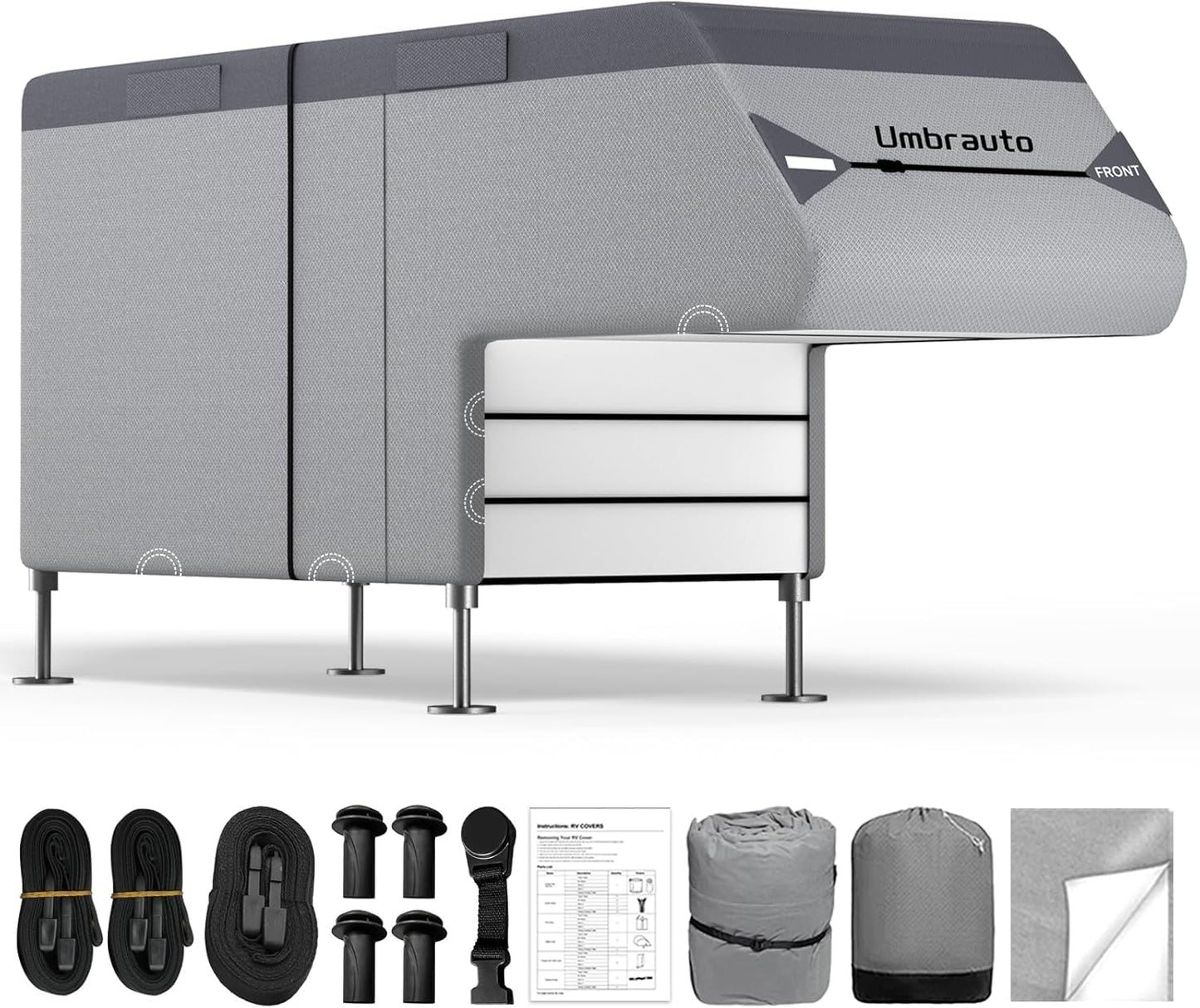 Umbrauto Class C RV Cover Fits 29-32’, Class C Motorhome Camper Cover, Heavy Duty 7 Layers Top Windproof Breathable RV Cover with 3Pcs Extra Straps, Adhesive Repair Patches, 6 Gutter Covers