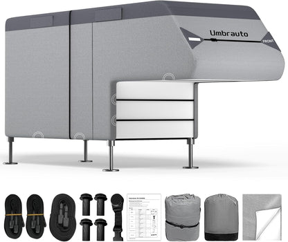 Umbrauto Class C RV Cover Fits 29-32’, Class C Motorhome Camper Cover, Heavy Duty 7 Layers Top Windproof Breathable RV Cover with 3Pcs Extra Straps, Adhesive Repair Patches, 6 Gutter Covers