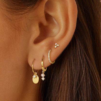 Gold Earrings For Women, Dainty Huggie Earrings Stack 14K Gold Plated Pearl Dangle Earrings for Women Trendy Cute Hypoallergenic Unique Gold Earring Stack Fashion Gold Jewelry Gifts