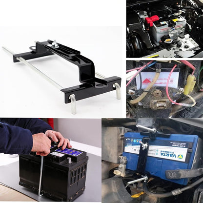 Verstellbare Batteriebefestigung, Universelle, verstellbare Batterieklemme mit J-Bolzen passend für SUV und PKW, guter Kontakt, Korrosionsbestenz. (27 cm Bolzen)