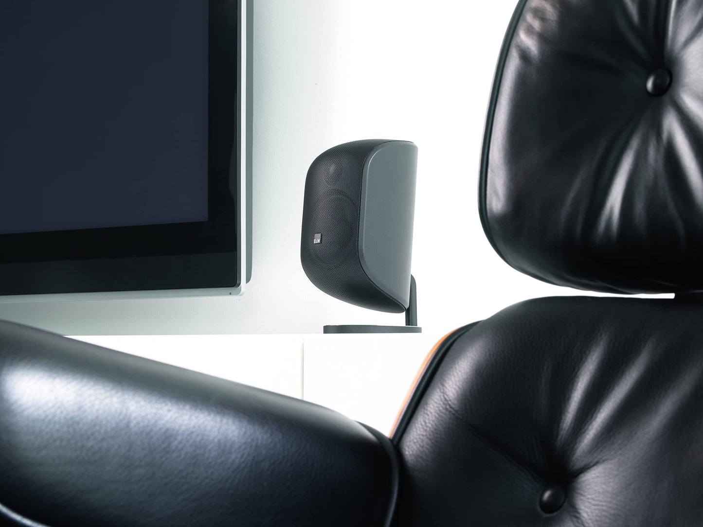 Bowers and Wilkins M-1 Satellite Speaker (1 Count) 4" Glass Fiber Midrange, 1" Aluminum Dome Tweeter, Use as Home Stereo Speakers or Center Channel in Your Surround Sound System, Matte Black (Single)