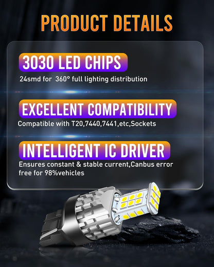 LUYED 3157 LED-Birnen Rückfahrlicht Xenon-Weiß 1800 Lumen Super Hell 78 SMD 3056 3156 3057 4157 LED-Birnen, Verwendet für Rückfahrlichter, Bremslichter, Rücklichter, Blinker, 2er-Pack