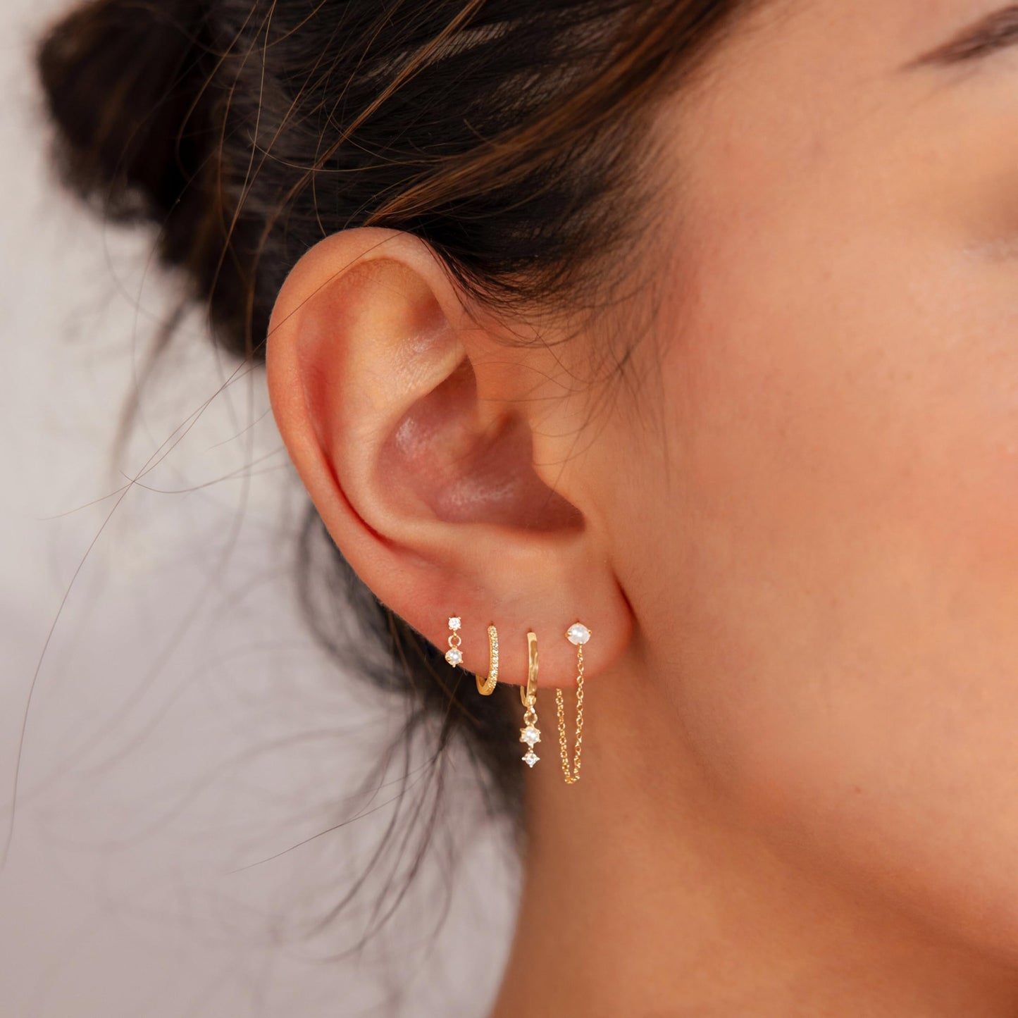 Gold Earrings For Women, Dainty Huggie Earrings Stack 14K Gold Plated Pearl Dangle Earrings for Women Trendy Cute Hypoallergenic Unique Gold Earring Stack Fashion Gold Jewelry Gifts