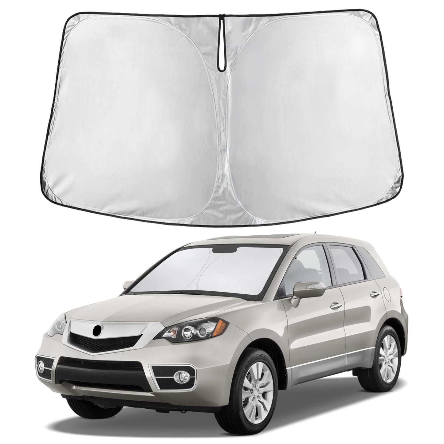EcoNour Car Windshield Sunshade | Blocks 99% Heat & Keeps Interior Cool | Universal Fits Cars, SUVs, Trucks | Automotive Sun Screen, Visor & Car Accessories for Summer | Medium (64x32 Inches)