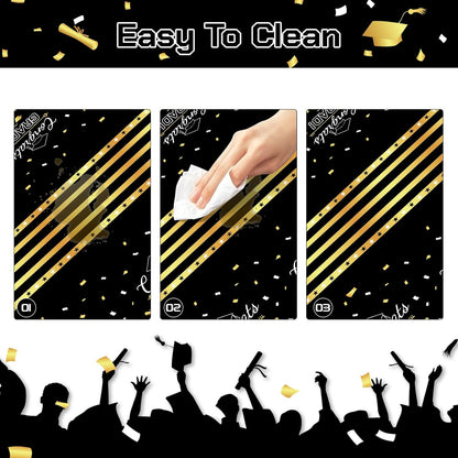 Childom 3 Pack Graduation Tablecloth,Graduation Decorations Class of 2026 Graduation Party Decorations,54"x108" Black and Gold Plastic Table Cloth Disposable Rectangle for Home,School,Party Supplies
