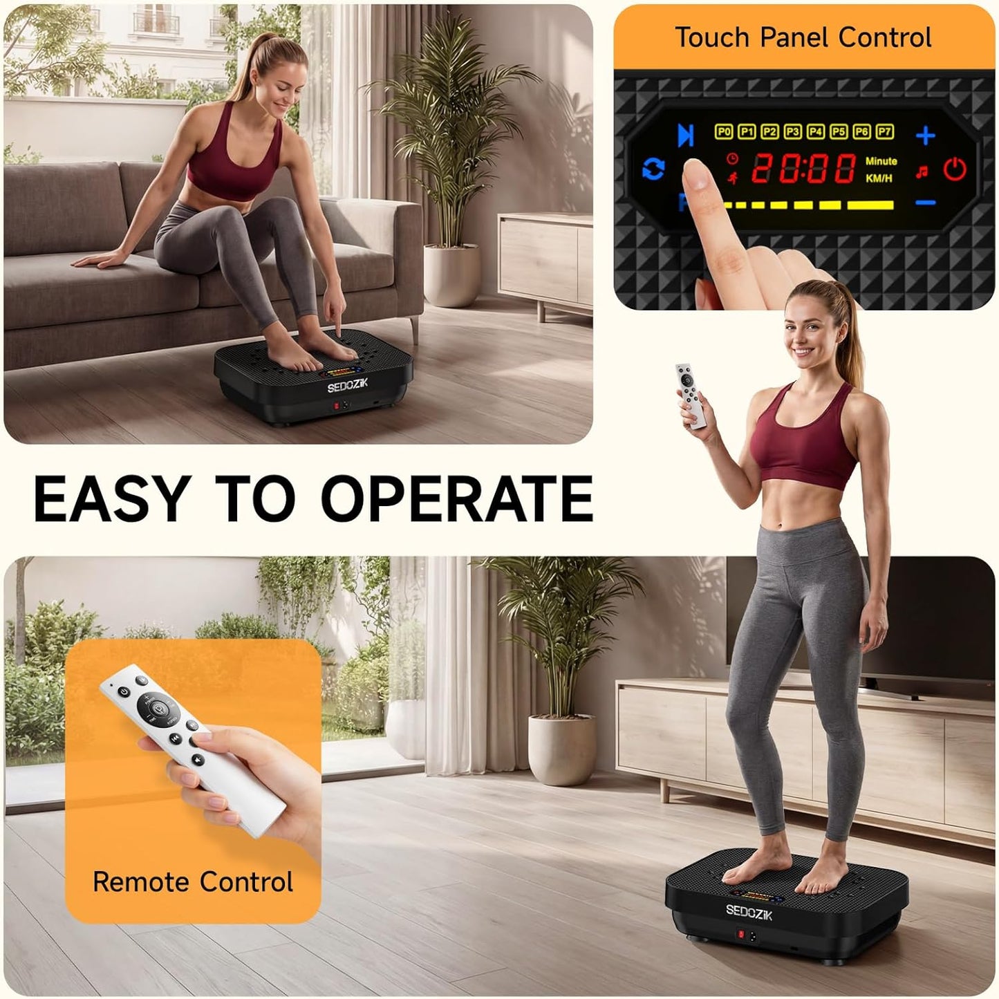 SEDOZIK Vibration Plate Exercise Machine, Vibration Plate for Lymphatic Drainage Weight Loss, 450 Lbs Capacity Full Body Vibrating Platform Workout Equipment with Bluetooth for Home Women Men