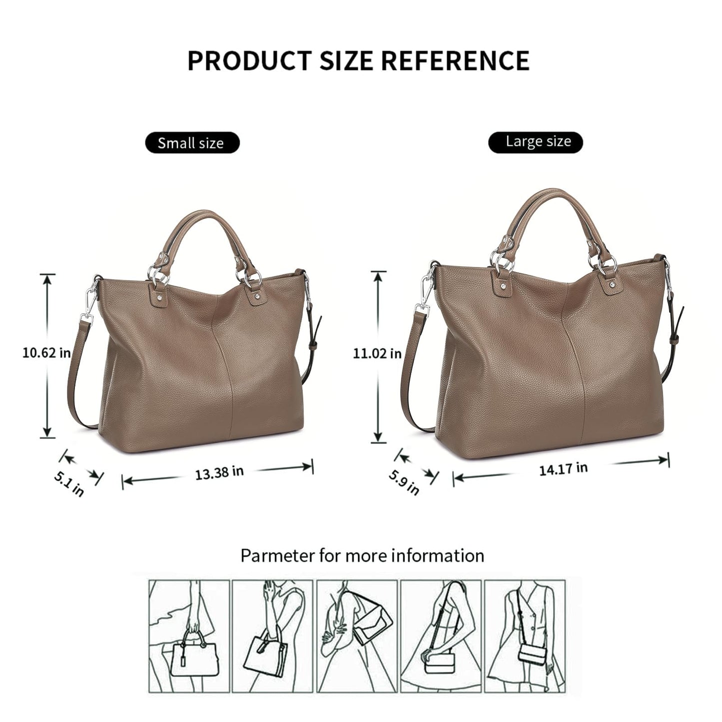 Kattee Damen Weiche Echtleder Tragetasche Schultertasche Handtasche
