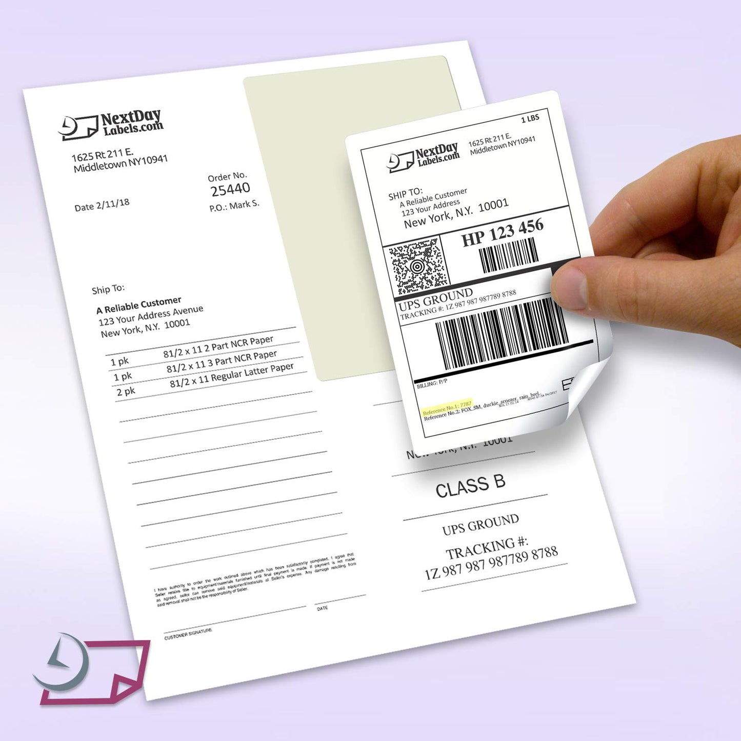 NextDayLabels - Integrated Laser Form with Label Combination (2x1 | 4 Labels | 500 Pack)