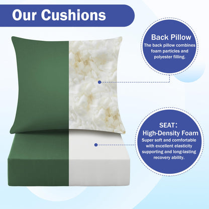 IASEAHK Outdoor Chair Cushions, 24 x 24 Inch Outdoor Cushion for Patio Furniture, Patio Chair Cushion, Waterproof & Fade Resistant Deep Patio Furniture Cushions Set with Handle and Ties, Navy Blue