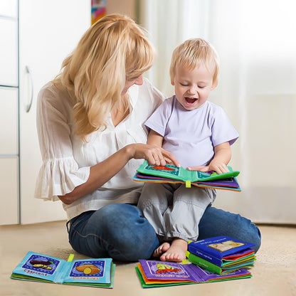 Dr.Rapeti Stoffbücher Babybücher Badebücher 6er-Pack für Babys Kleinkinder Kinder Raschelnd Quietschend Waschbar Beißfest Ungiftig Frühpädagogisch Geschenkbar