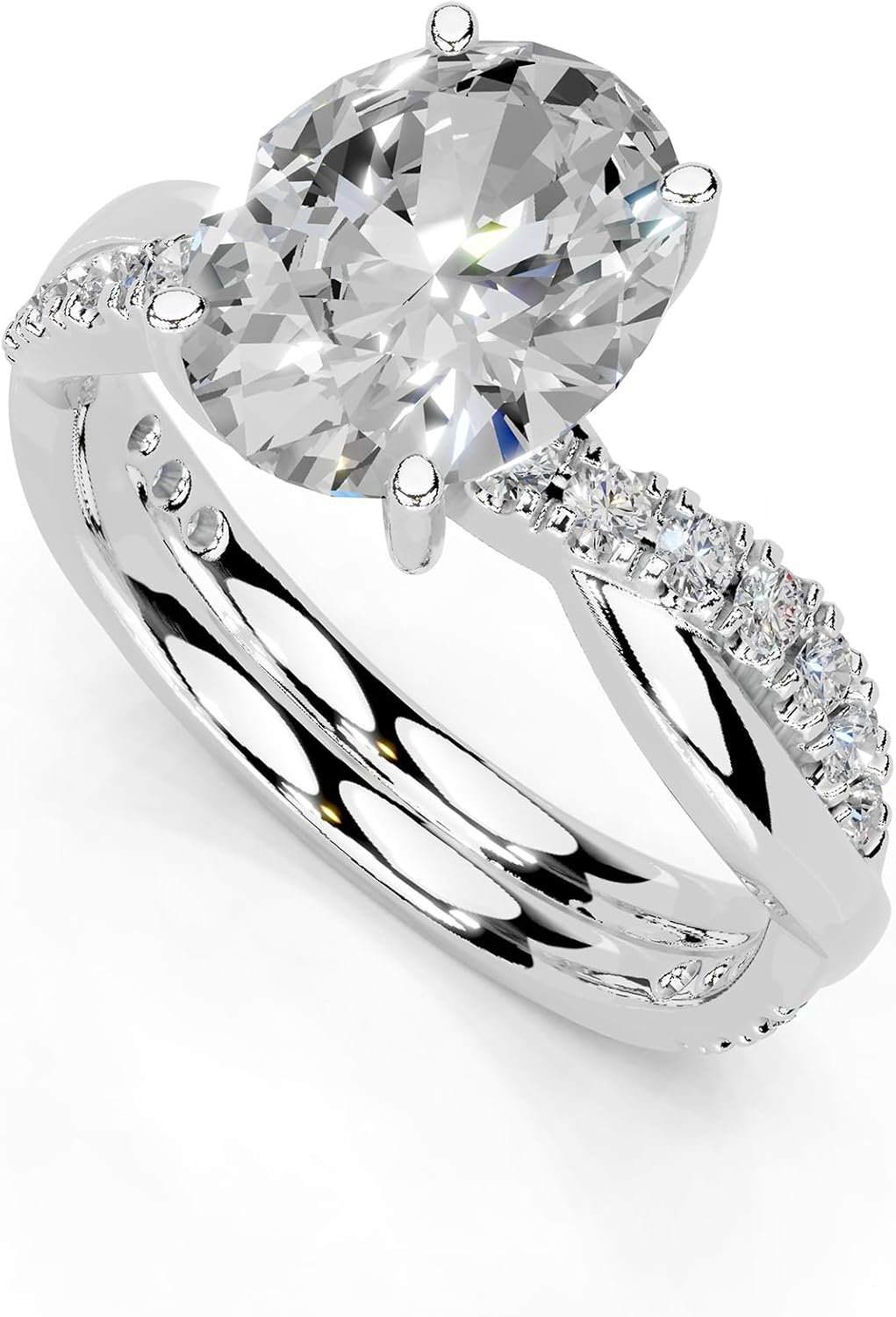 Oval Cut Lab Grown Diamond IGI Certified 4 Prong Fancy Engagement Ring in 14K Gold, Platinium for Women (1.0-5.0 Ct, F-G Color, VS1-VS2 Clarity)