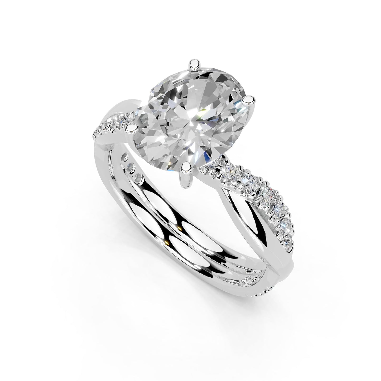 Oval Cut Lab Grown Diamond IGI Certified 4 Prong Fancy Engagement Ring in 14K Gold, Platinium for Women (1.0-5.0 Ct, F-G Color, VS1-VS2 Clarity)