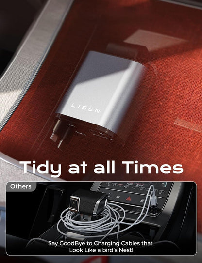 LISEN 69W Retractable Car Charger USB C Fast Charger Adapter for iPhone 17 Pro Max, Car Accessories for Valentines Day Gifts for Men Women Birthday Gifts for Him, RV Camping Essentials Stuff Gadgets