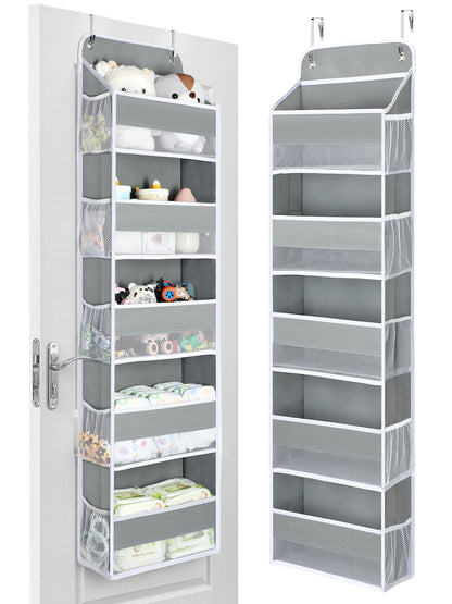 Yecaye 1 Pack Over the Door Organizer, 35.2lbs Load Toy Stuffed Animal Storage, Swing-proof Hanging Bathroom Organizers and Storage for Nursery Newborn Baby Essential Stuff Dorm Room Essentials