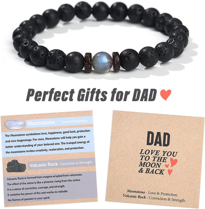 THEMEROL Handmade Gifts for Boys/Men-Love/Strength-Natural Gemstone Bracelet for Son Grandson Dad Boyfriend Husband Brother Nephew Uncle