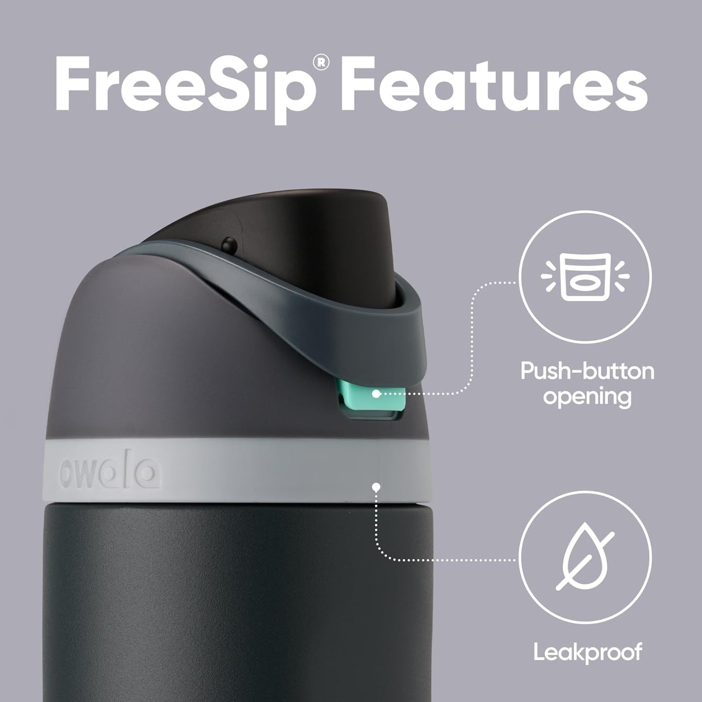 Owala FreeSip Isolierte Edelstahl-Wasserflasche mit Strohhalm für Sport und Reisen, BPA-frei, 710 ml, Shy Marshmallow