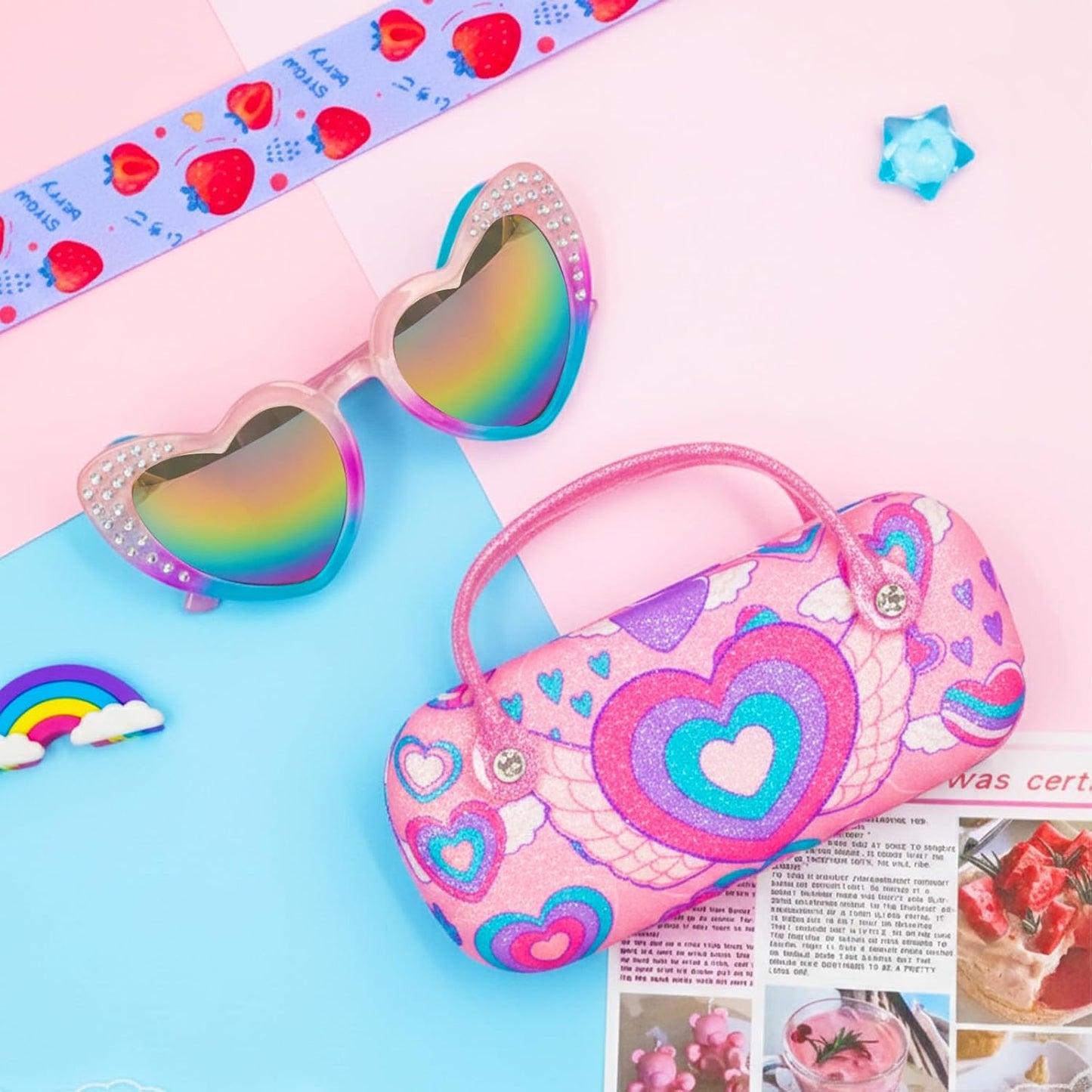 PinkSheep Sonnenbrille für Mädchen, polarisierte Sonnenbrille für Babys und Kinder mit Etui, Einhorn, Oval, Katzen, Herzbrillen, UV400-Schutz