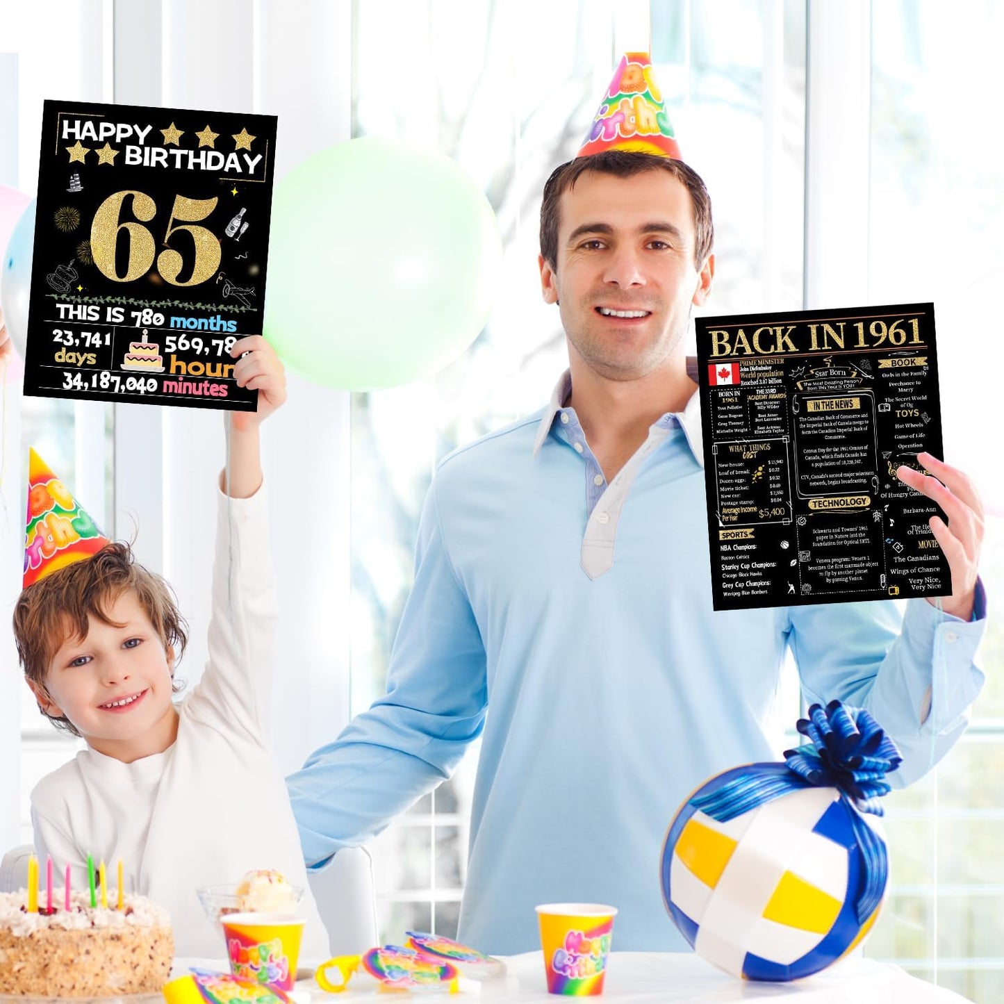 65. Geburtstagskarte mit Umschlag, Dekorationen zum 65. Geburtstag für Frauen und Männer, Geburtstagsgeschenke für Mutter und Vater, alles Gute zum Geburtstagskarten für 65-jährige Ehefrau, Ehemann, Rückblick auf 1961