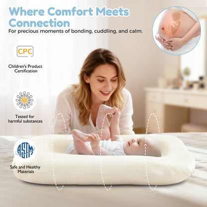 Baby Lounger & Snuggle Nest for Newborn 0-24 Months, Baby Nest Supervised Breathable Cotton for Newborn, Breathable Portable Infant Lounnger for Travel and Home, Pink (Lounger Cover Included)