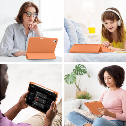 iMieet Case for iPad (A16)/iPad 10th Generation [11-Inch 2025/10.9 Inch 2022], Trifold Stand Smart Cover with Pencil Holder and Soft TPU Back, Supports Touch ID(Black)