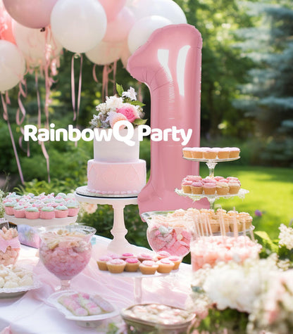 RainbowQ Party 1 Ballon Nummer 40 Zoll für Jungen oder Mädchen Groß Rosa 0-9 Folien-Mylar Großer 1 Zahlenballon Alles Gute zum 1. Geburtstag Party Jubiläumsdekorationen Zubehör