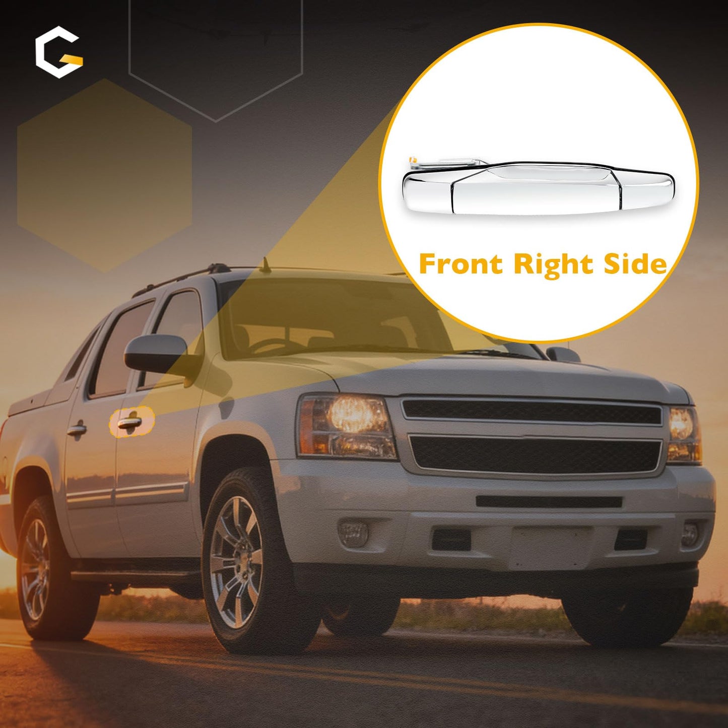 Außenliegender Chrom-Türgriff vorne links Fahrerseite | Ersatz für 2007-2013 Chevy Silverado Suburban Tahoe Avalanche GMC Sierra Yukon Cadillac Escalade | Ersetzt# 20828258, 22738721, 25960525