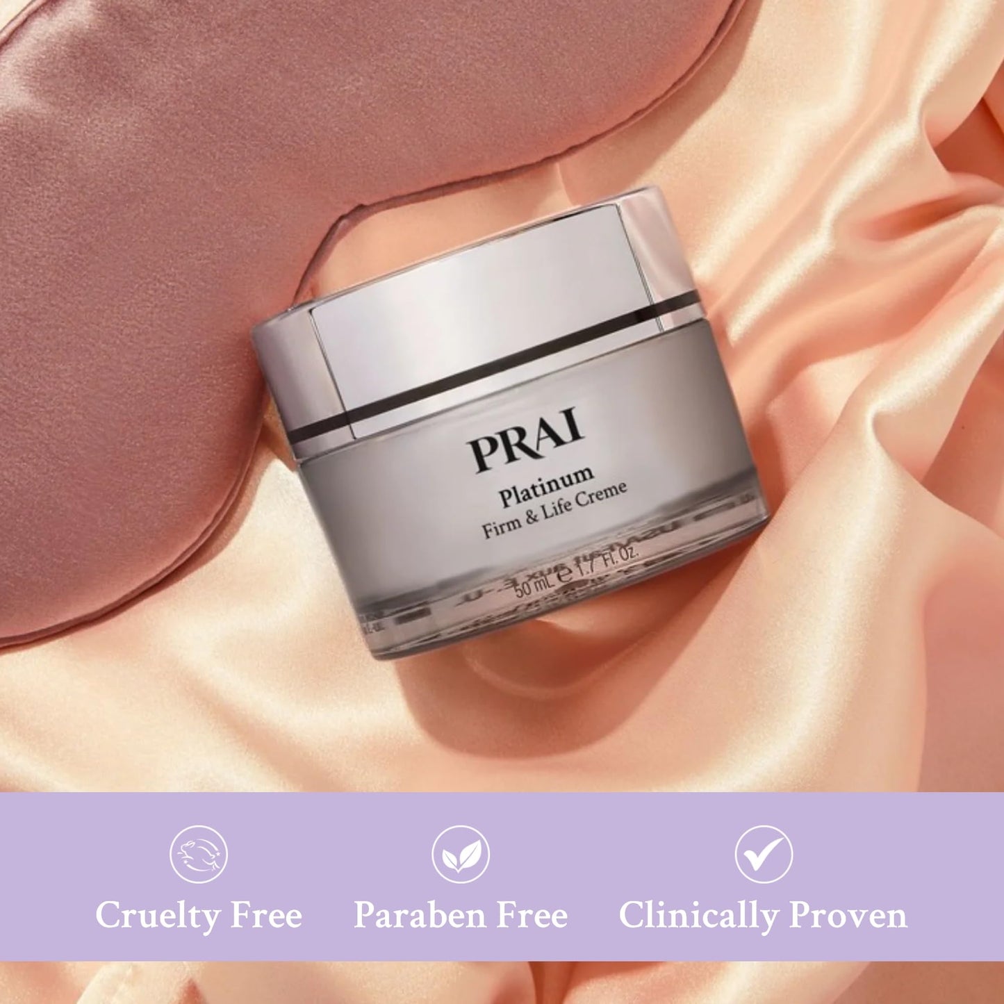 PRAI Platinum Firm & Lift Night Creme 50ml - Nourishing & Hydrating Overnight Moisturiser With Platinum, Shea Butter, Vitamin A - Plumps, Firms, Brightens - Reduces Appearance Of Wrinkles & Fine Lines