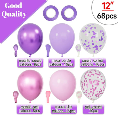 68Pcs Pink and Purple Balloons for a Dreamy Party