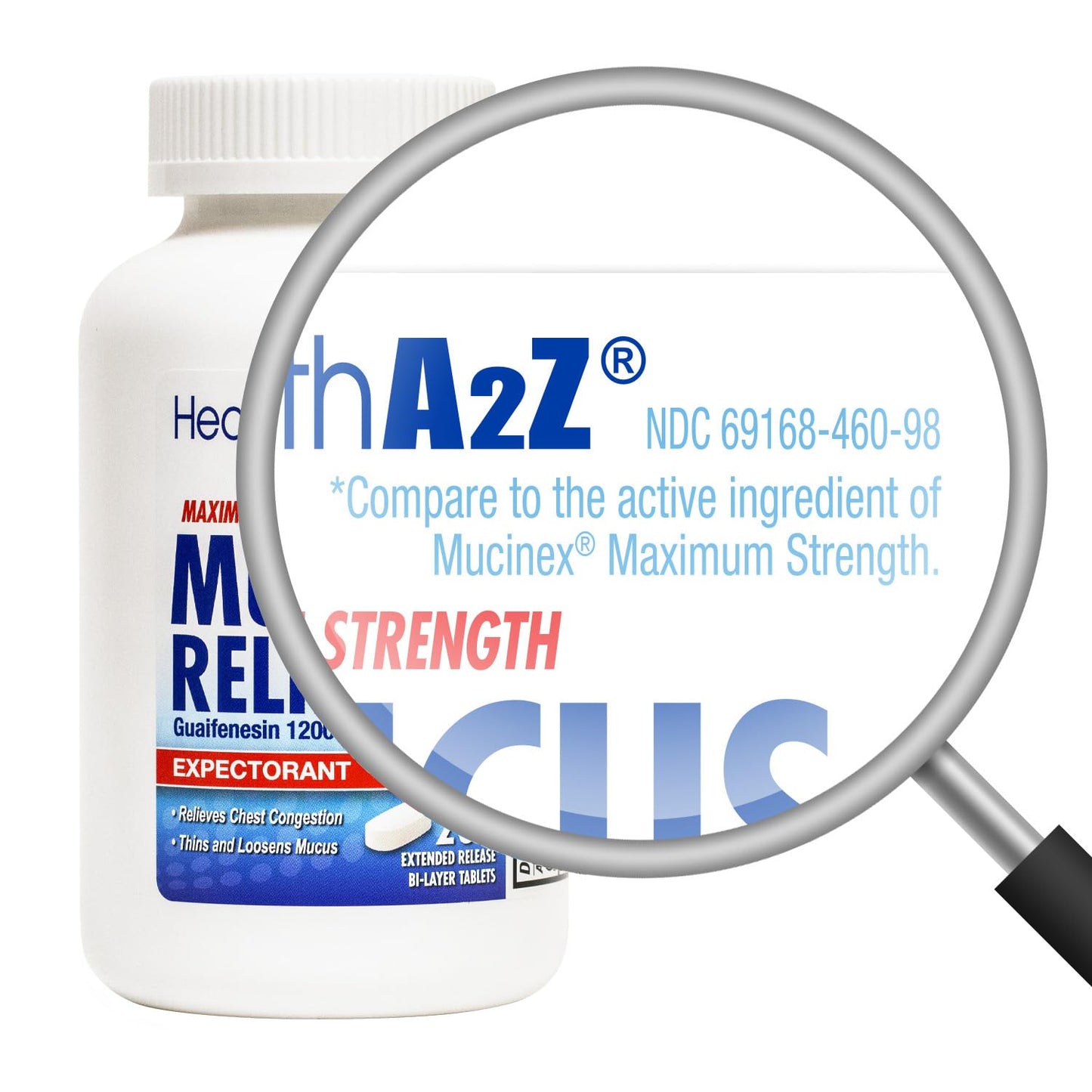 HealthA2Z® Mucus Relief | Guaifenesin 1200 mg | 100 Tablets | 12 Hour | Expectorant | Relieves Chest Congestion | Thins and Loosens Mucus (100 Tablets) (Pack of 2)