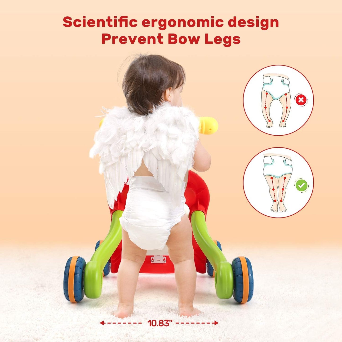 CUTE STONE Sitz-Steh-Lernlaufwagen, 2-in-1 Baby-Lauflernhilfe, frühpädagogisches Aktivitätszentrum für Kinder, multifunktionale abnehmbare Spielkonsole, musikalisches Lernspielzeug für Kleinkinder, Jungen und Mädchen