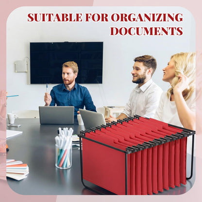 Henoyso 10 Pcs Hanging Classification File Folders, Letter Size Red Folders with 3 Pressboard Dividers, 8 Fasteners, 4 Inch Expansion, 1/3-cut Top Tab for Medical Records and File Cabinet Organizer