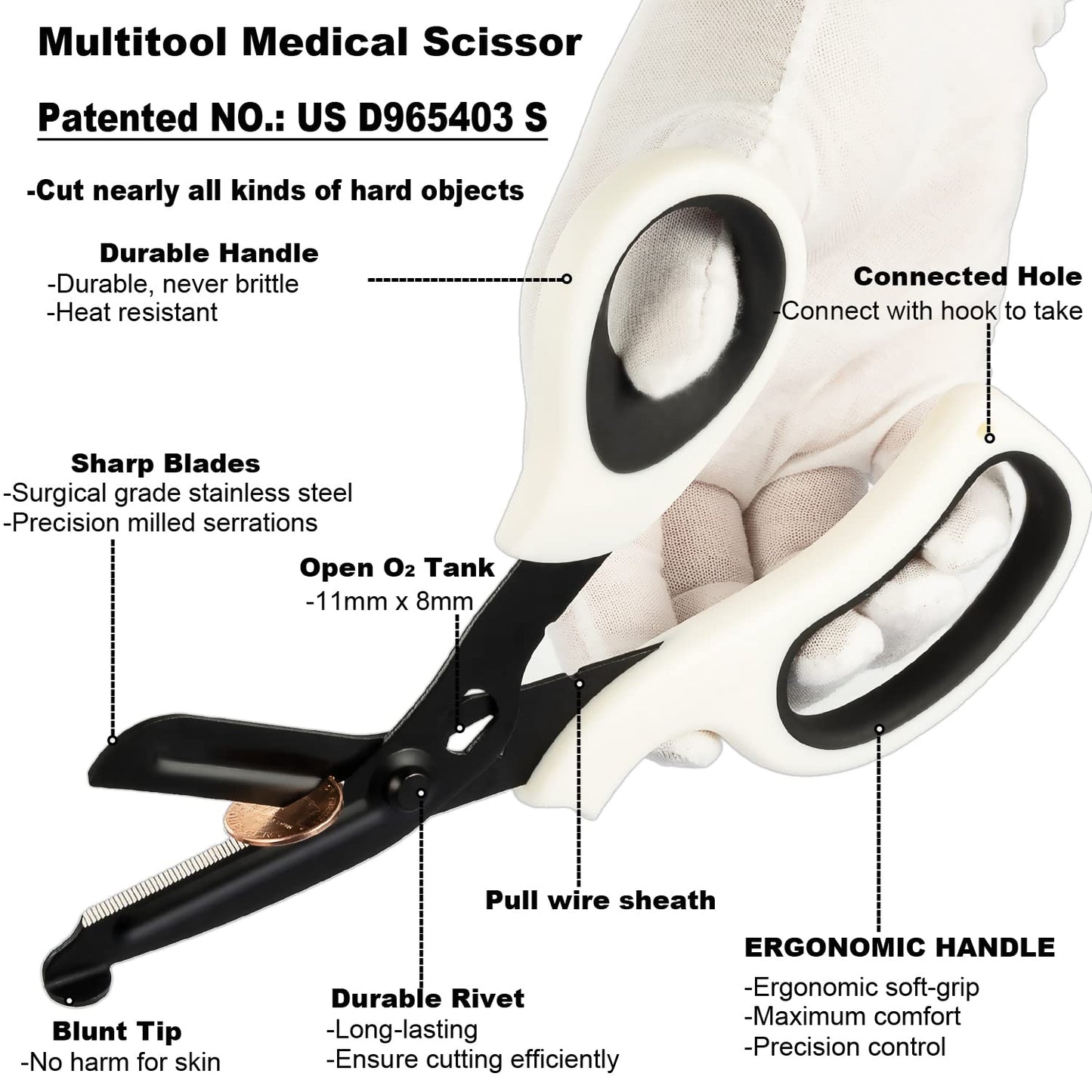 MEUUT 2 Pack Medical Scissors Trauma Shears for Left and Right Hand -Patented Bandage Scissors All Purpose with Non-Stick Blades, Surgical Grade Shears Stainless Steel EMT Scissors for Nurses EMT