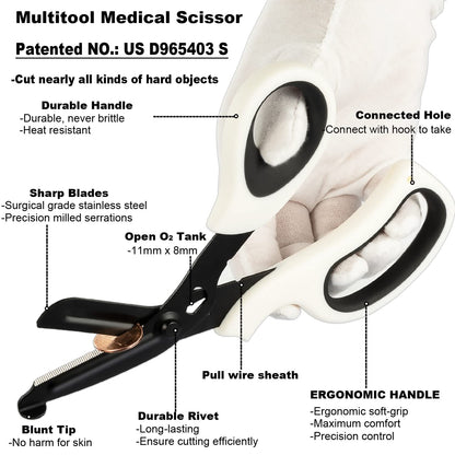 MEUUT 2 Pack Medical Scissors Trauma Shears for Left and Right Hand -Patented Bandage Scissors All Purpose with Non-Stick Blades, Surgical Grade Shears Stainless Steel EMT Scissors for Nurses EMT