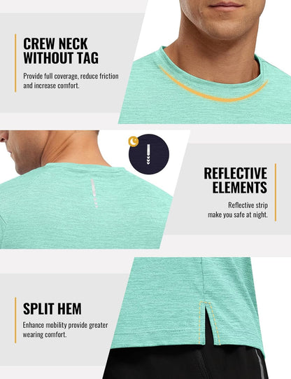 Rdruko Herren Kurzarm Trainingsshirts – Trockene Passform – Feuchtigkeitstransportierend – Für Laufen, Fitnessstudio, aktiven Sport