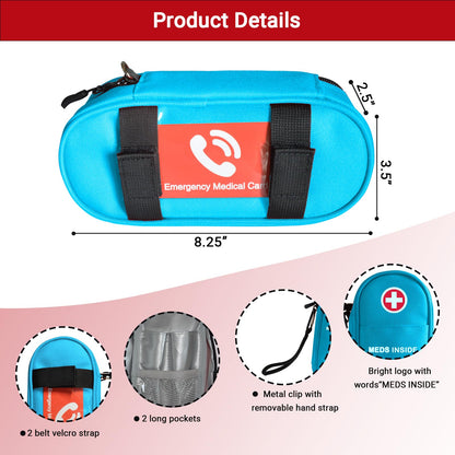 EpiPen Carry Case Insulated, Travel Medical Bag with YKK Zipper, Hold 2 Epi Pens or Auvi-Q, Anti-Histamine, Asthma Inhaler, Allergy Medicines, Emergency Medication Organizer Pouch, Red