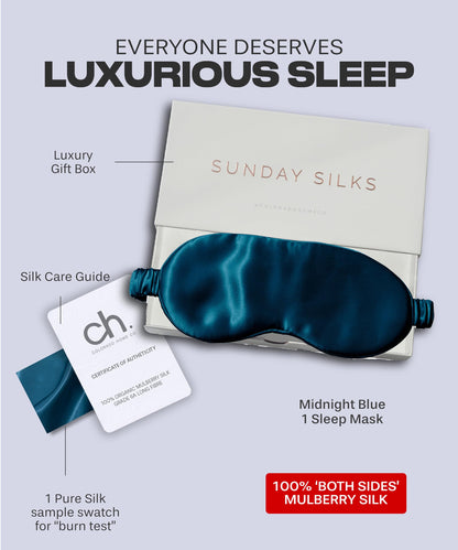 SUNDAYSILKS™ Exclusive Mulberry Silk Sleep Mask | Soft Eye Covers, Blackout Sleeping Mask for Women & Men | Silk Eye Mask for Sleep, Travel, and Relaxation | Antifaz para Dormir [Nude Champagne]